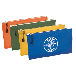 5140 Zippered Bags, Canvas Tool Pouches Olive/Orange/Blue/Yellow, 4-Pack