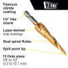 25964 13-Step Drill Bit, Double-Fluted, 3.2 to 12.7 mm Image 1